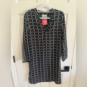 Pearl Black and White Patterned Long Sleeve Dress